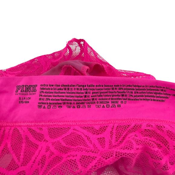 Victoria's Secret PINK Extra Low Cheekster Bright Neon Pink Panty Size Small - Picture 3 of 4